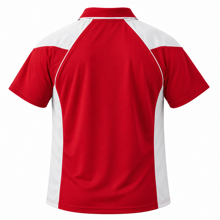 PREMIER MENS POLOS - RED/WHITE