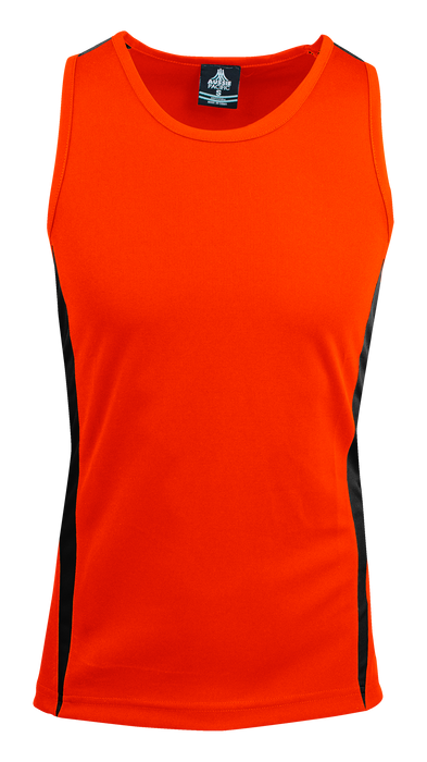 EUREKA MENS SINGLETS - ORANGE/NAVY