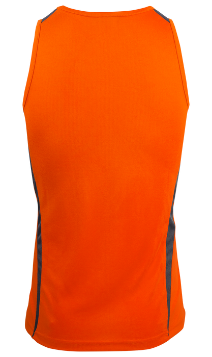 EUREKA MENS SINGLETS - ORANGE/CHARCOAL