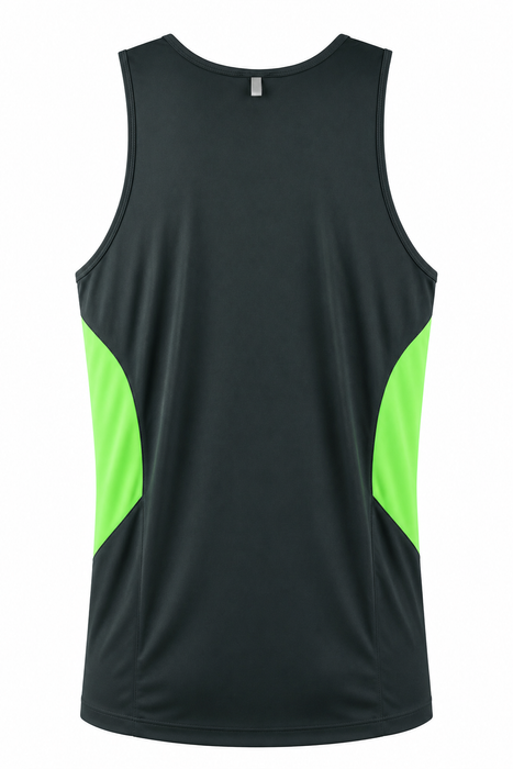 TASMAN MENS SINGLETS - SLATE/NEON GREEN
