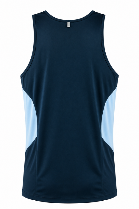 TASMAN MENS SINGLETS - NAVY/SKY