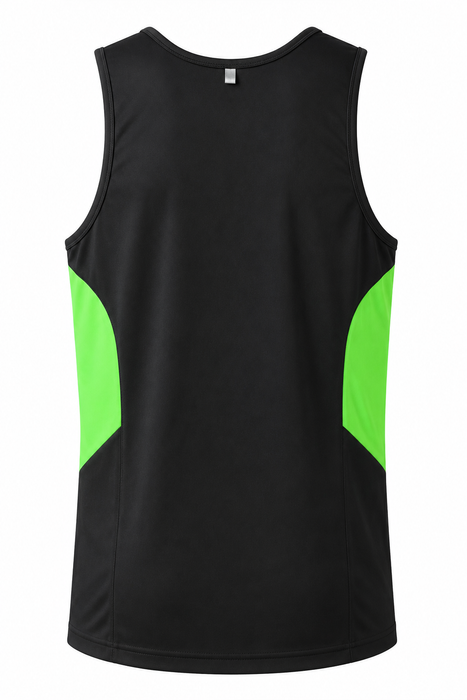 TASMAN MENS SINGLETS - BLACK/NEON GREEN