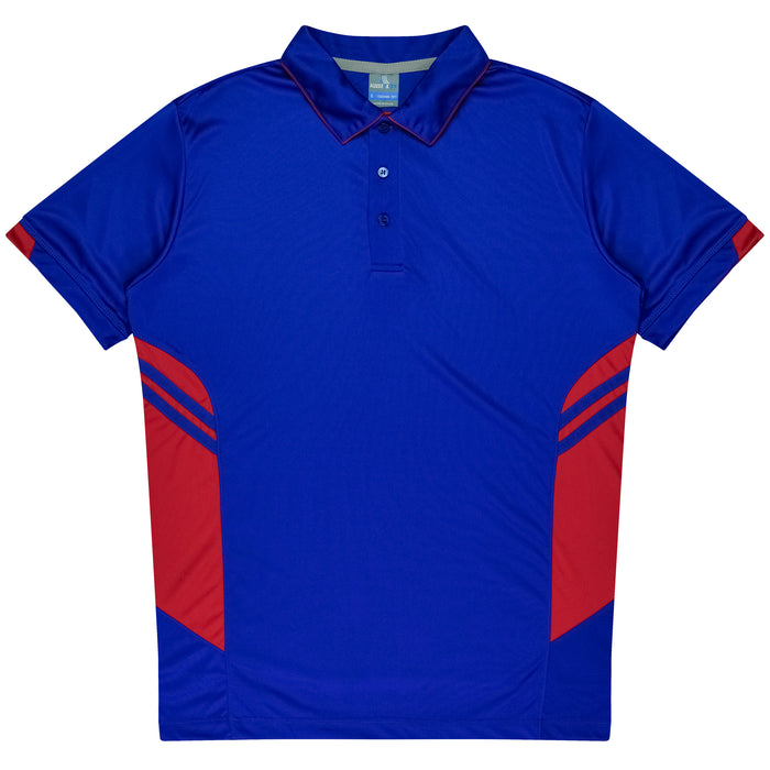 TASMAN MENS POLOS - ROYAL/RED
