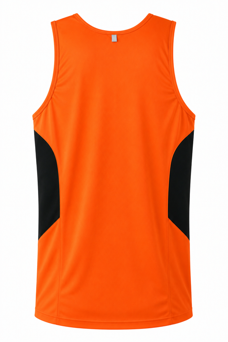 TASMAN MENS SINGLETS - NEON ORANGE/SLATE