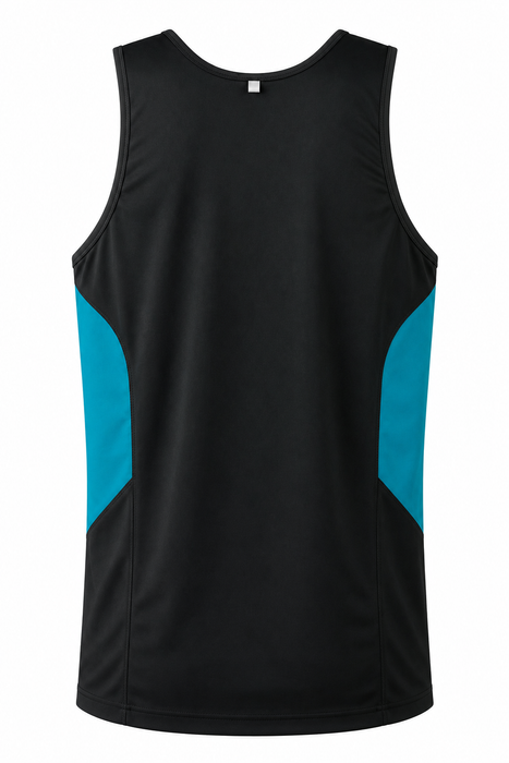 TASMAN MENS SINGLETS - BLACK/TEAL