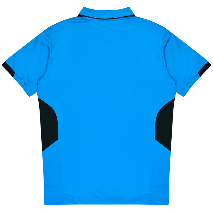 TASMAN MENS POLOS - CYAN/BLACK