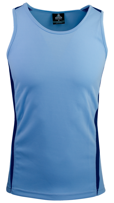 EUREKA MENS SINGLETS - SKY/NAVY