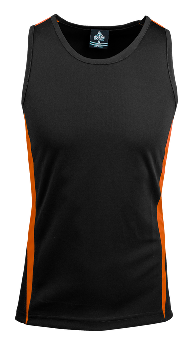 EUREKA MENS SINGLETS - BLACK/ORANGE