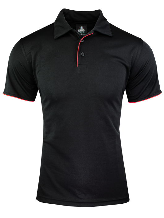 YARRA MENS POLOS - BLACK/RED