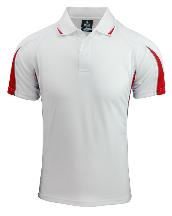 EUREKA MENS POLOS - WHITE/RED