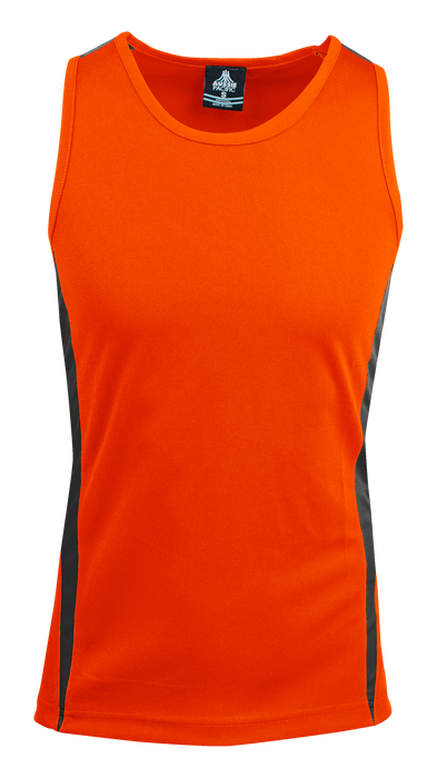 EUREKA MENS SINGLETS - ORANGE/CHARCOAL