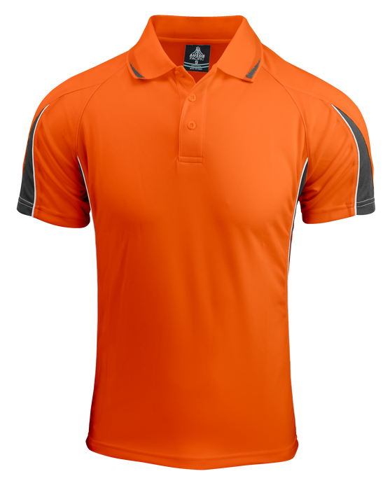 EUREKA MENS POLOS - ORANGE/CHARCOAL