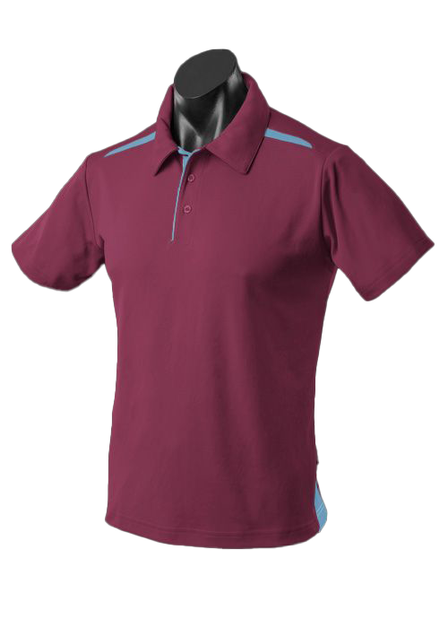 PATERSON MENS POLOS - MAROON/SKY