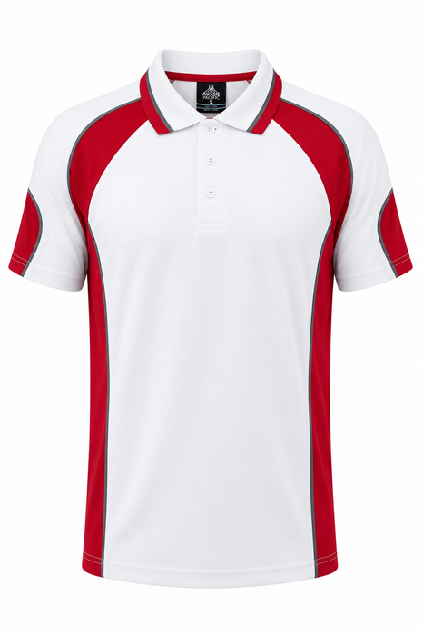 MURRAY MENS POLOS - WHITE/RED