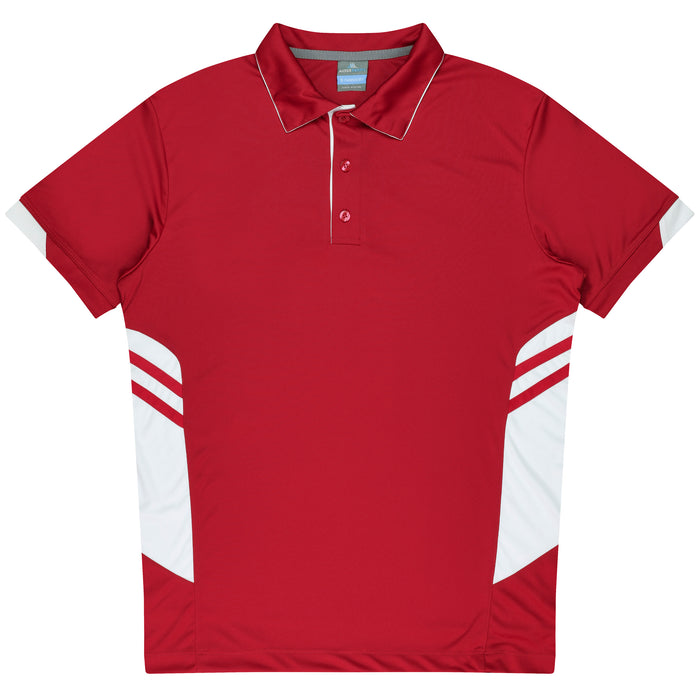 TASMAN MENS POLOS - RED/WHITE