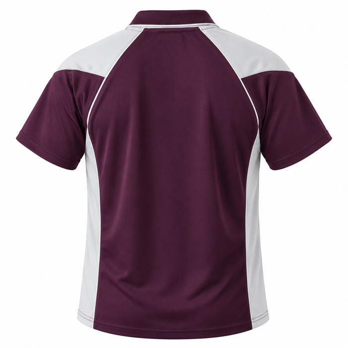 PREMIER MENS POLOS - BURGUNDY/WHITE