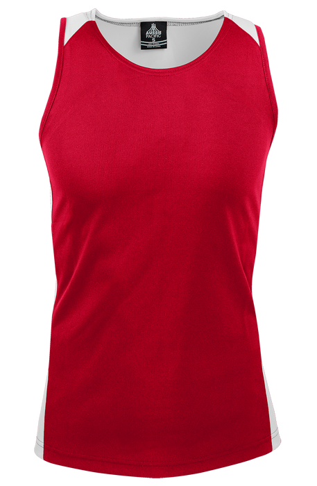 PREMIER MENS SINGLETS - RED/WHITE
