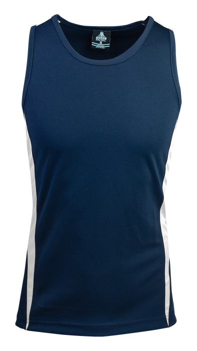 EUREKA MENS SINGLETS - NAVY/WHITE