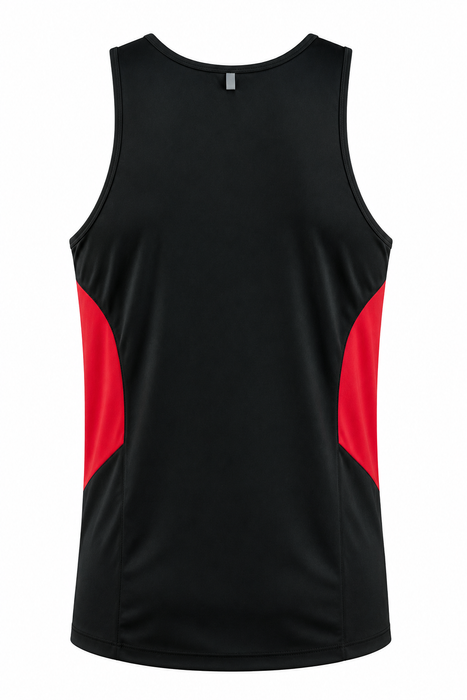 TASMAN MENS SINGLETS - BLACK/RED