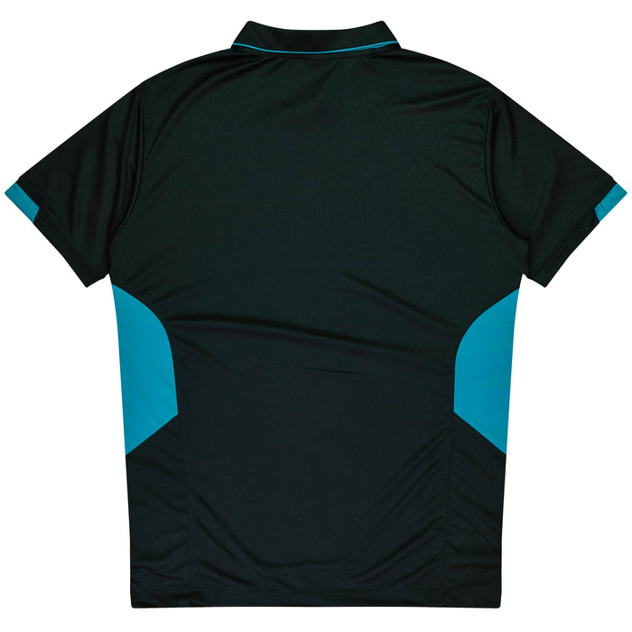 TASMAN MENS POLOS - BLACK/TEAL