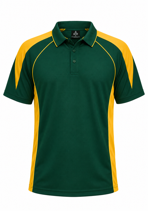 PREMIER MENS POLOS - BOTTLE/GOLD