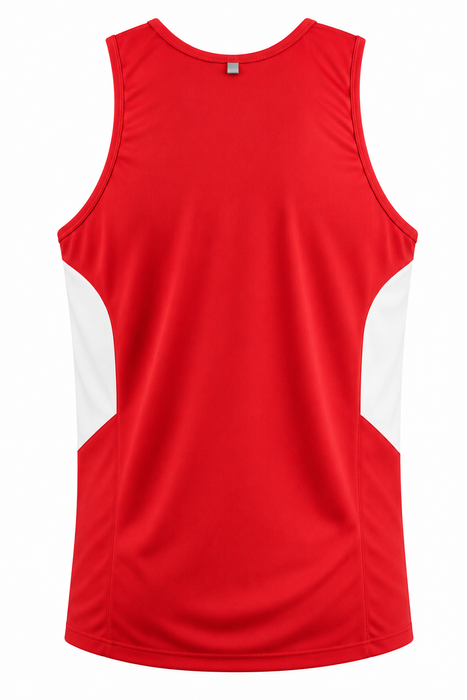 TASMAN MENS SINGLETS - RED/WHITE