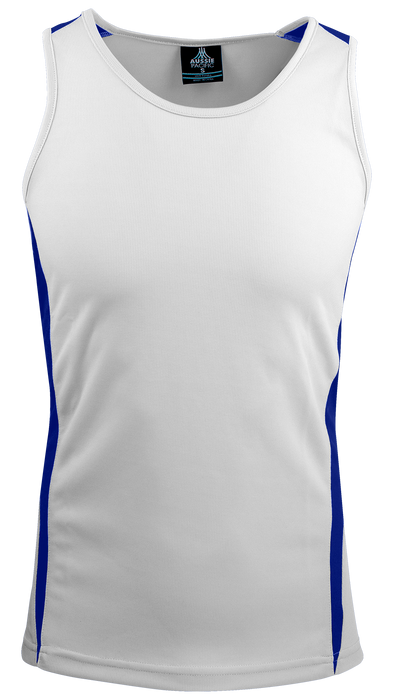 EUREKA MENS SINGLETS - WHITE/ROYAL