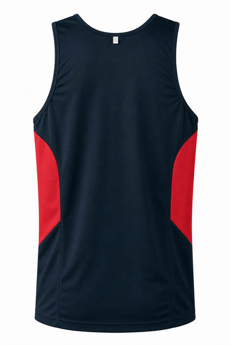 TASMAN MENS SINGLETS - NAVY/RED