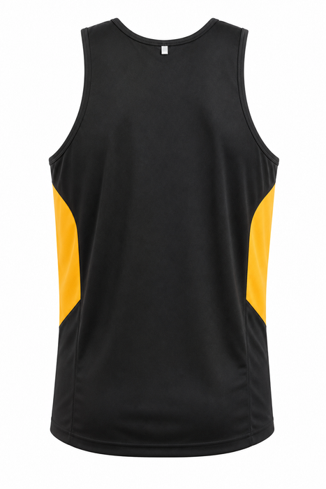TASMAN MENS SINGLETS - BLACK/GOLD