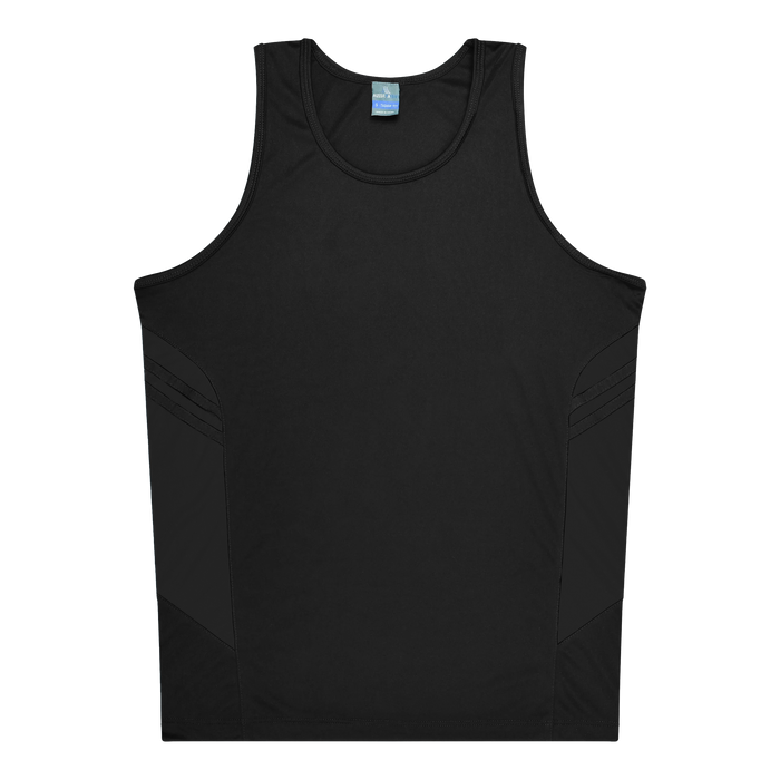 TASMAN MENS SINGLETS - BLACK