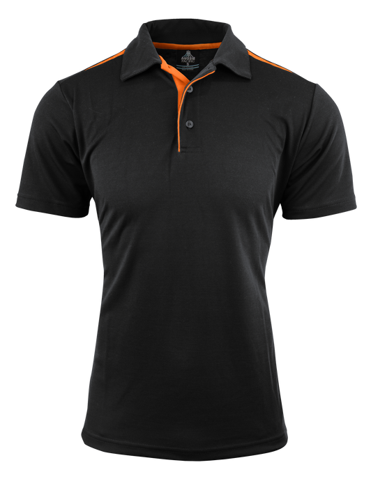 PATERSON MENS POLOS - BLACK/ORANGE