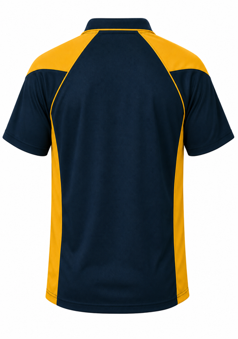 PREMIER MENS POLOS - NAVY/GOLD