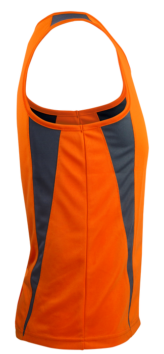 EUREKA MENS SINGLETS - ORANGE/CHARCOAL