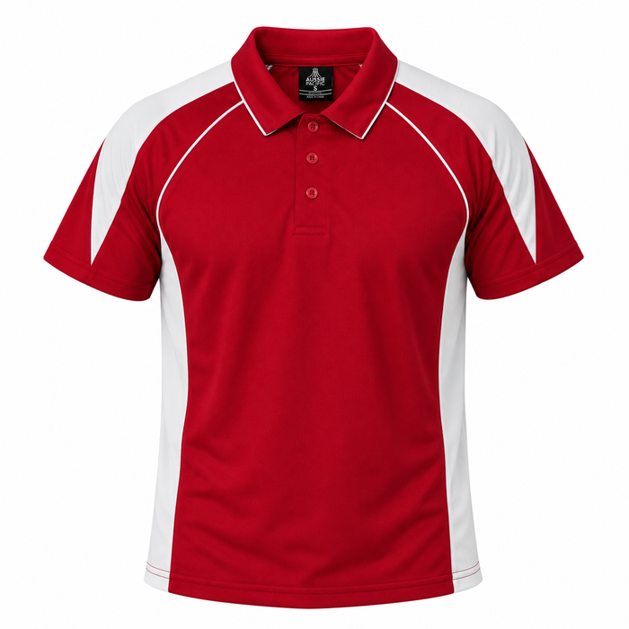 PREMIER MENS POLOS - RED/WHITE