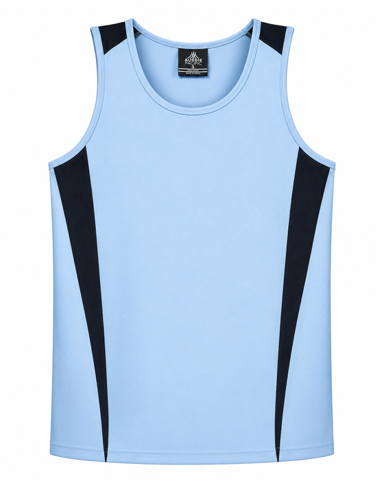 EUREKA MENS SINGLETS - SKY/NAVY