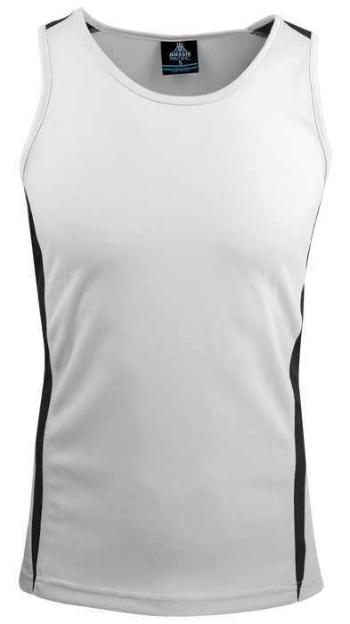 EUREKA MENS SINGLETS - WHITE/BLACK