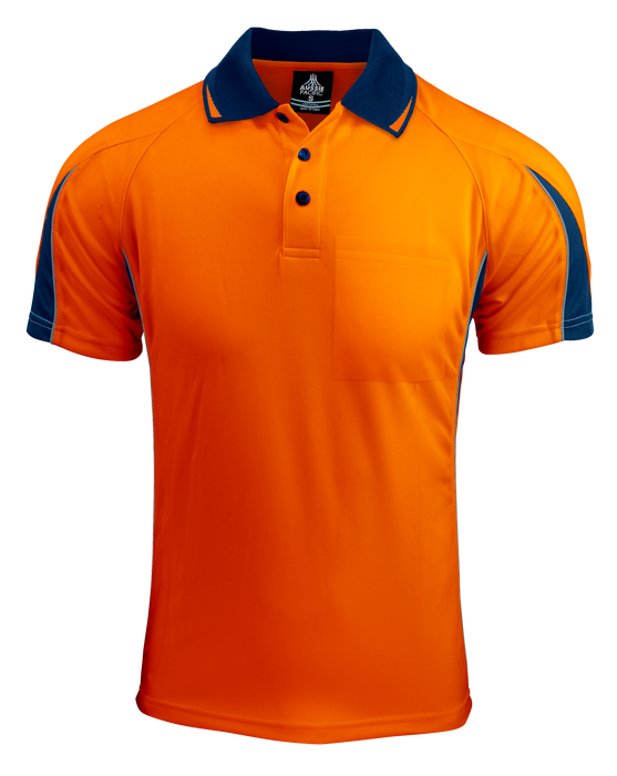 EUREKA MENS POLOS - ORANGE/NAVY