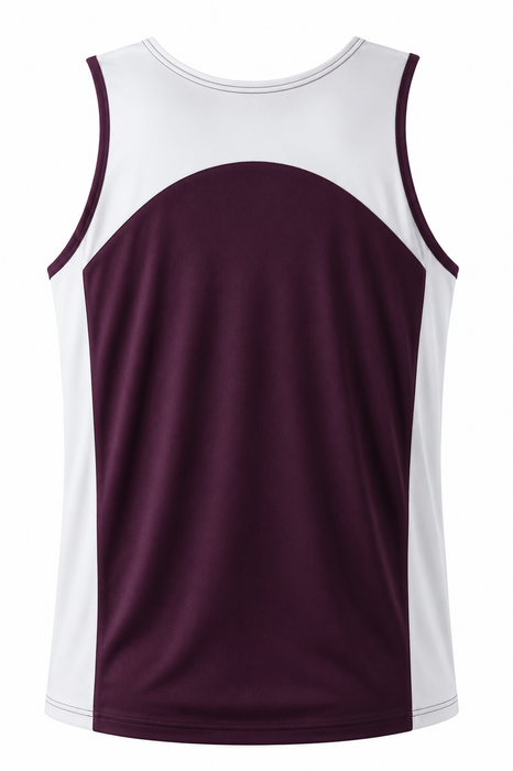 PREMIER MENS SINGLETS - BURGUNDY/WHITE