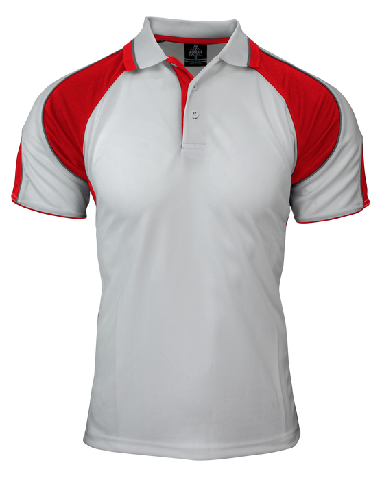 MURRAY MENS POLOS - WHITE/RED