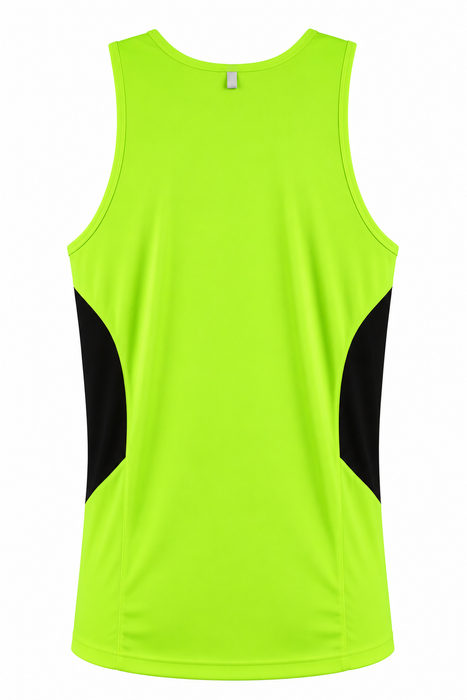 TASMAN MENS SINGLETS - NEON YELLOW/BLACK