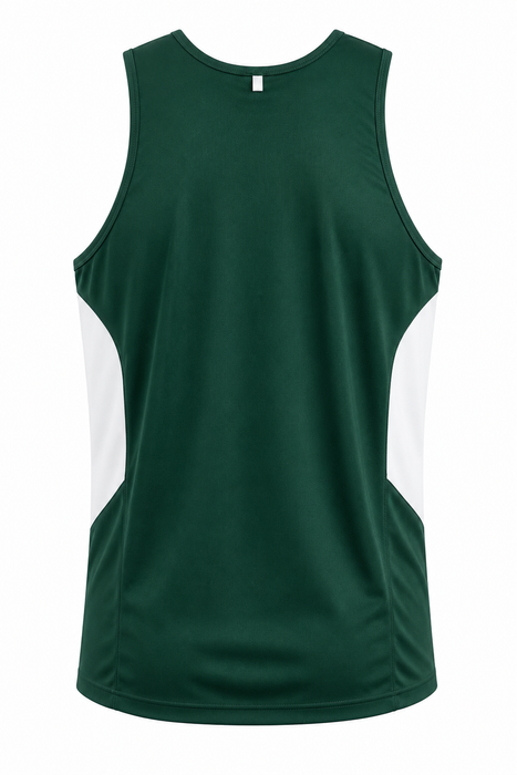 TASMAN MENS SINGLETS - BOTTLE/WHITE