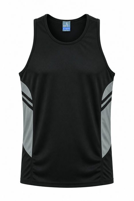 TASMAN MENS SINGLETS - BLACK/ASHE