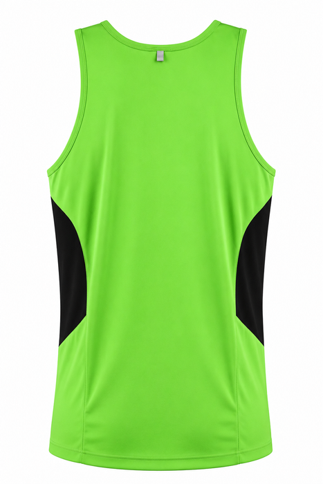 TASMAN MENS SINGLETS - NEON GREEN/BLACK