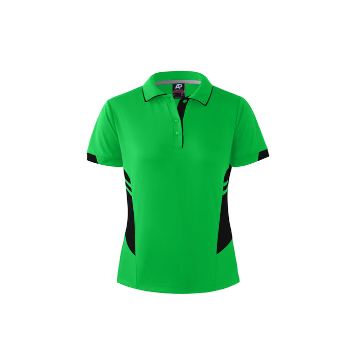 TASMAN LADY POLOS - NEON GREEN/BLACK