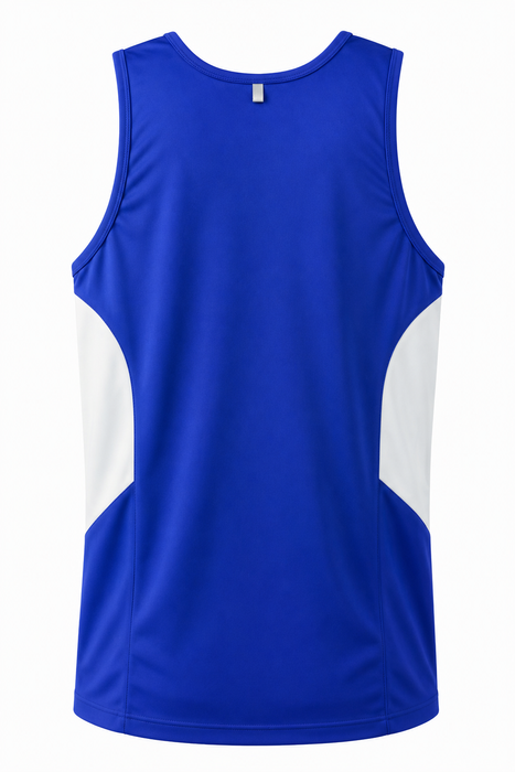 TASMAN MENS SINGLETS - ROYAL/WHITE
