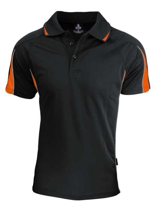 EUREKA MENS POLOS - BLACK/ORANGE