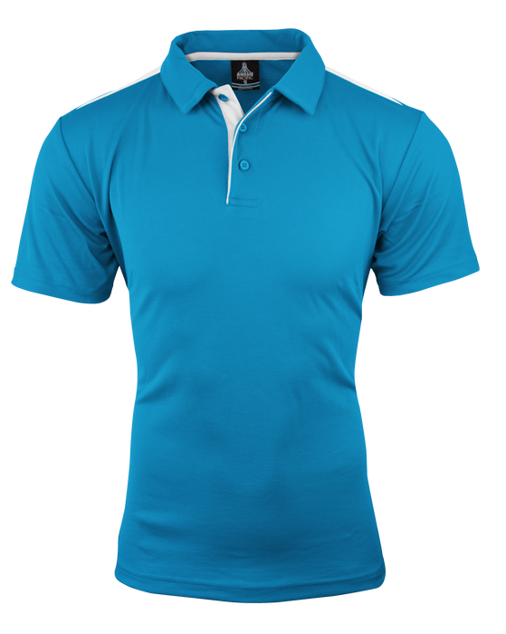 PATERSON MENS POLOS - PACIFIC BLUE/WHITE
