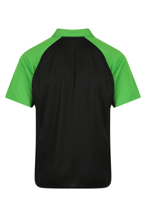 MANLY MENS POLOS - BLACK/KAWA GREEN