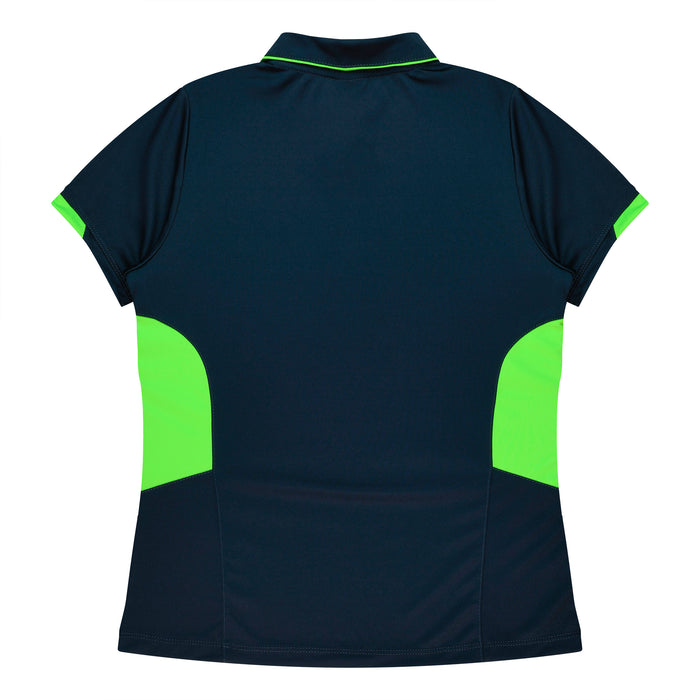 TASMAN LADY POLOS - NAVY/NEON GREEN