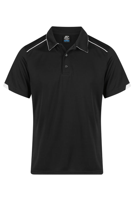 CURRUMBIN MENS POLOS - BLACK/WHITE